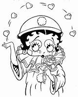 Boop Betty Coloring Book Pages Clown Dressed Juggling Hearts Holding Printable Coloriage Rose sketch template