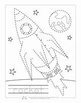 Tracing Space Rocket Worksheets Ship Writing Coloring Pages Planet Printable Itsybitsyfun Underneath Practice Taking Place Background Off sketch template