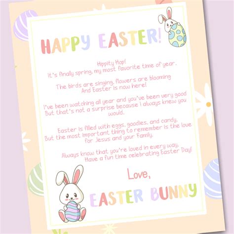 easter bunny note printable