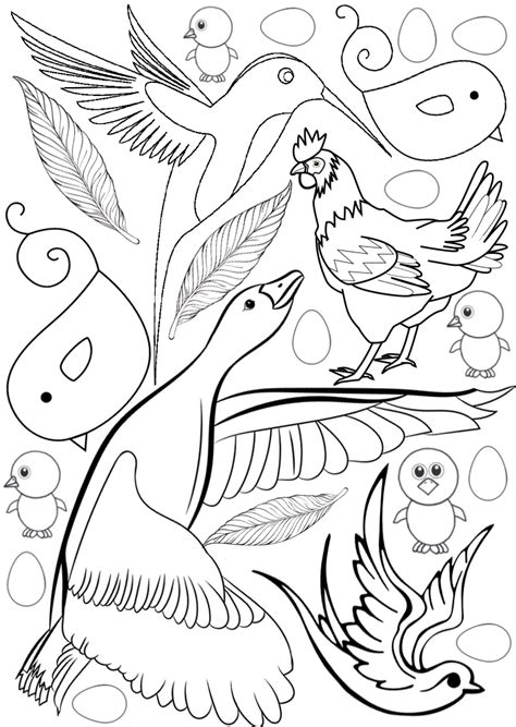 colouring birds rooftop post printables