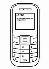 Mewarnai Handphone Sketsa Telepon Alat Komunikasi Paud sketch template