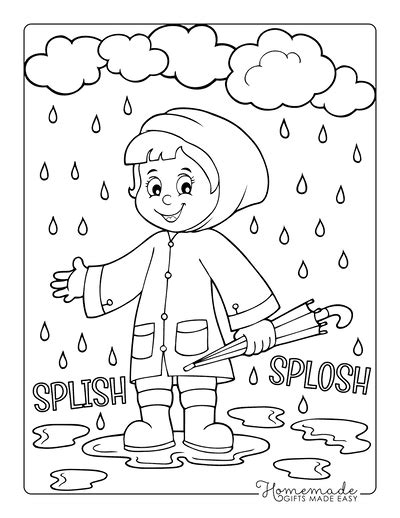rainy coloring page