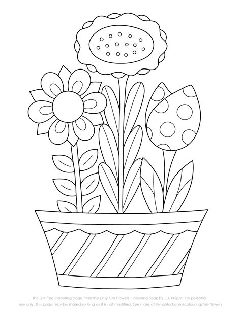 easy flowers printable colouring page lj knight art
