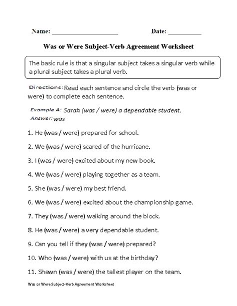 verbs worksheets subject verb agreement worksheets