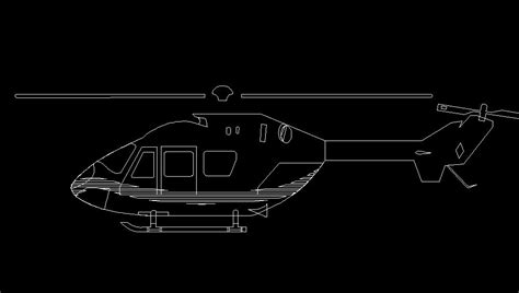 helicopter aircraft side view elevation  dwg block
