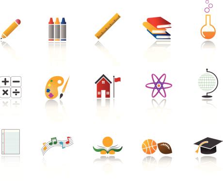 set ikon pendidikan penuh warna ilustrasi stok  gambar