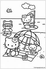 Kitty Hello Friends Pages Her Beach Coloring Color Print Adults Kids Online sketch template