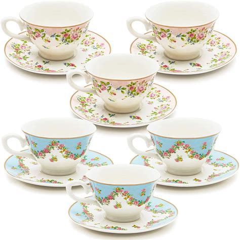 floral  oz tea cups  saucers set    tea party supplies