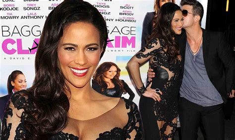 paula patton wears risque dress as she cosies up to robin thicke at