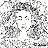 Coloring Pages Women Beautiful Book Beauty Adults Recolor Woman Adult Colouring Portraits Printable Color Fairy Girls Sheets Cute Print App sketch template
