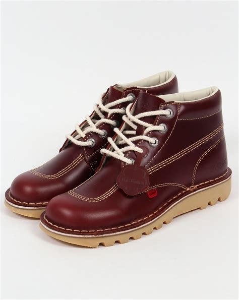 kickers kick  boots  leather cherry brown  casual classics