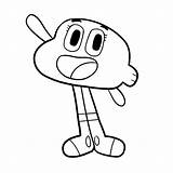 Gumball Coloring Amazing Pages Cartoon Color sketch template