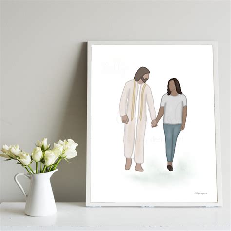 walking  jesus woman  christ christian art religious art