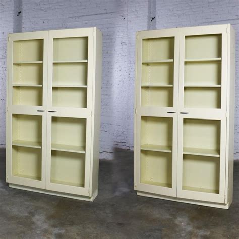 Industrial Metal Cabinet Glass Doors For Display Or Bookcase At 1stdibs