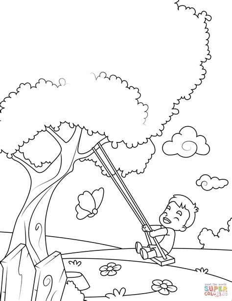 boy   swing coloring page  printable coloring pages