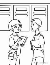 Front School Lockers Pupils Their Pages Coloring Print Color sketch template
