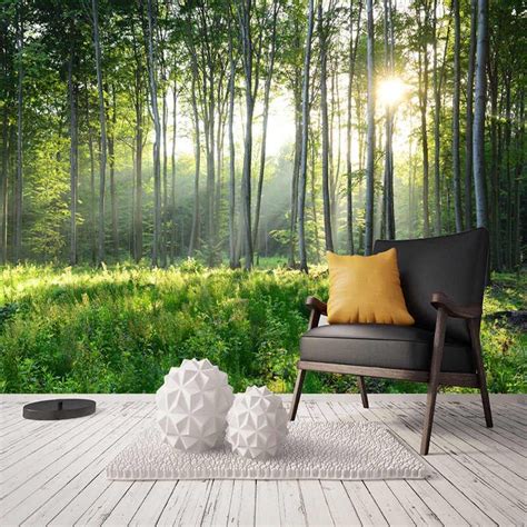 papel tapiz  foto personalizada  paisaje natural de bosque verde murales grandes  sala