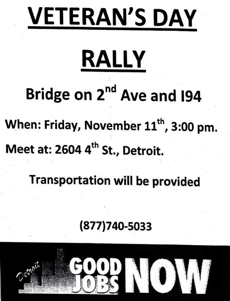 good jobs   rally fri nov    pm bridge      voice  detroit