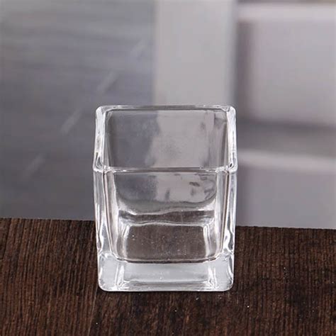 Clear Square Glass Candle Holders Navy Blue Square Votive