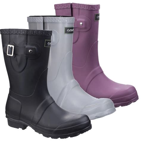 womens cotswold windsor short rubber ankle wellington wellie boots sizes    ebay