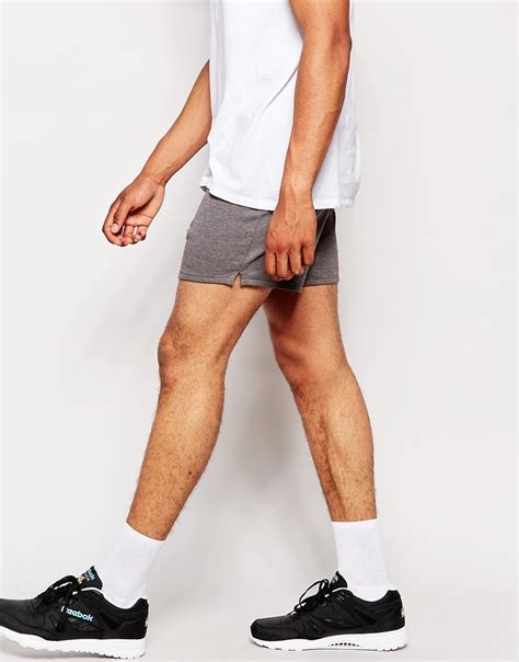 lyst asos jersey shorts  extreme short length  gray  men