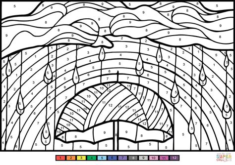rainbow color  number  printable coloring pages