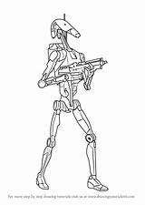 Wars Droid Star Battle Draw Drawing Coloring Pages Step Tutorials Tutorial Template Sketch Sci Fi sketch template