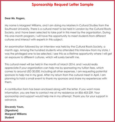request sample sponsorship letter  donations  document template
