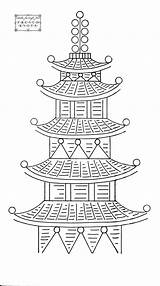 Pagoda Chinese Embroidery Draw Patterns Pattern Embroid sketch template