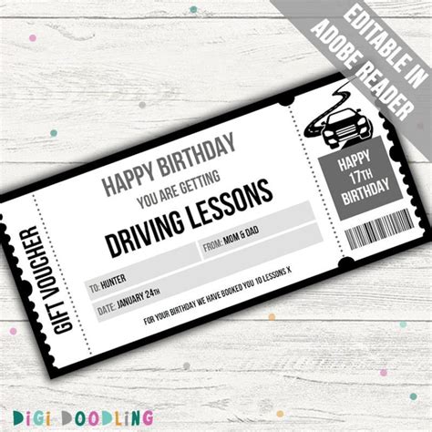 driving lessons voucher template driving lessons gift certificate