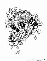 Skull Sugar Coloring Dead Pages Tattoo Halloween Skulls Tattoos Adult Printable Designs Roses Forum Ink Trails Mexican Candy Drawing Color sketch template