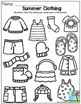 Summer Clothing Color Preschool Worksheets Seasons Wear Activities Items Clothes Worksheet Weather Visit Themes sketch template