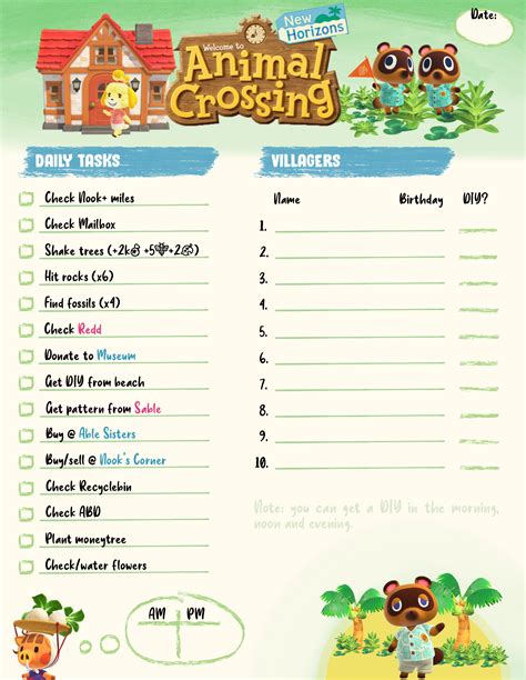 animal crossing checklist  animal crossing animal crossing
