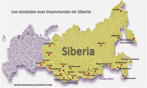 el mapa de siberia las ciudades importantes de siberia holarusia