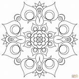 Mandala Coloring Peacock Pages Template sketch template