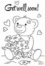 Soon Coloring Well Pages Cute Better Feel Printable Hope Cards Card Kids Bear Teddy Color Supercoloring Wishes Colouring Sheets Drawing sketch template