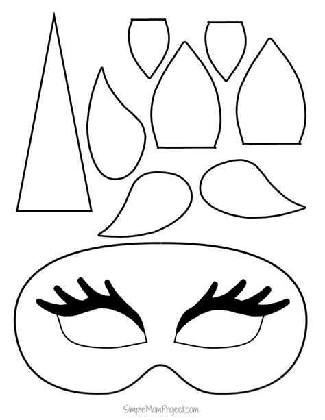 unicorn face masks   printable templates simple mom project