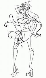Winx Coloring Pages Flora Print Color sketch template