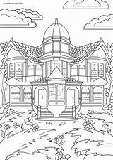 Printable Ausmalbilder Mansion Colouring Ausmalen Favoreads Erwachsene Grafiken Lässig Choisir Tableau sketch template