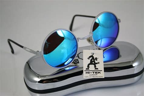Hi Tek Unisex Vintage Round Metal Frame Sunglasses Gem