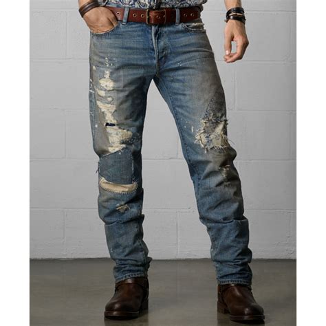 Lyst Denim And Supply Ralph Lauren Distressed Straightfit Jeans In Blue