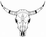 Cow Longhorns Skulls sketch template