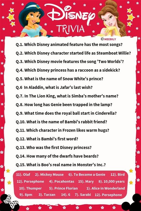 100 Disney Movies Trivia Question And Answers Meebily