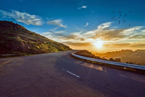 mountain road sunset  stock photo public domain pictures
