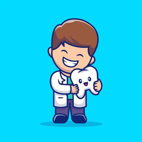 premium vector cute dentist with tooth cartoon icon illustration