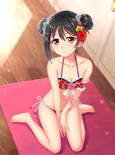 Wallpaper Anime Girls Yazawa Nico Short Hair Bikini Red Eyes