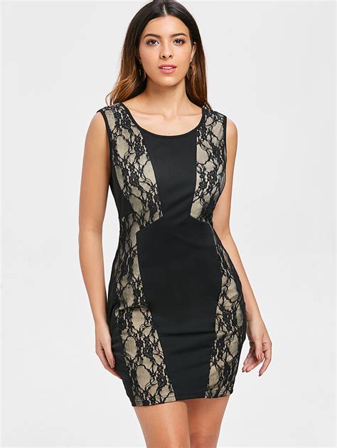 Kenancy Sexy Lace Insert Backless Club Party Dress Women