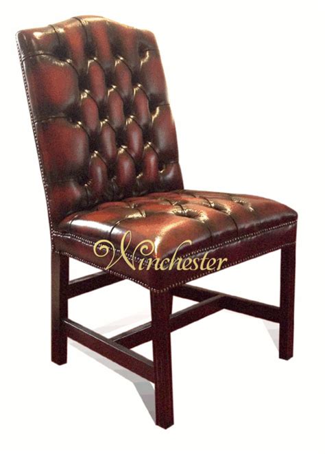 chesterfield gainsborough antique oxblood red real leather dining chair