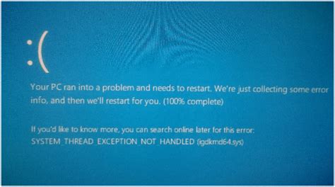 fix system thread exception not handled bsod error