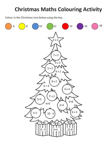 christmas maths colouring  activity teaching resources
